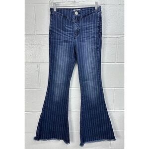 Litz by Uniq Jeans Blue Striped Flare Bell Bottom Raw Hem / Women's‎ 27 5